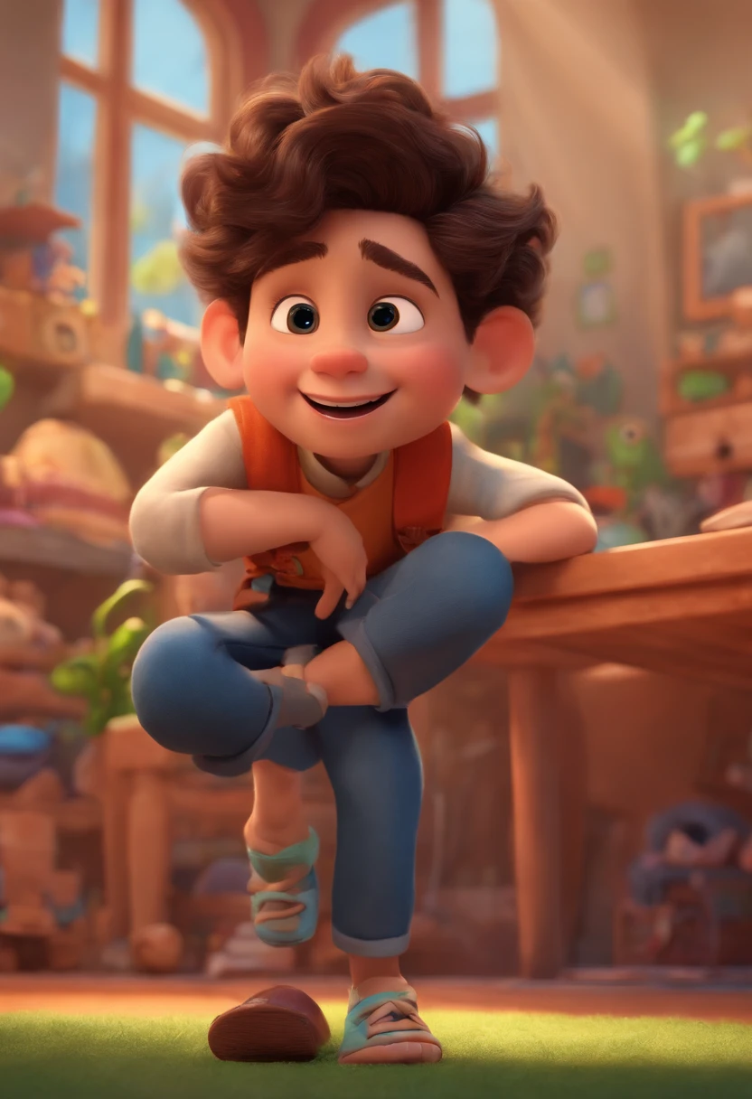 Image of a boy for a story in a YouTube video in Pixar format, He's the little allabester, He's the class leader, He's outgoing, Playful and gets up for a lot of things