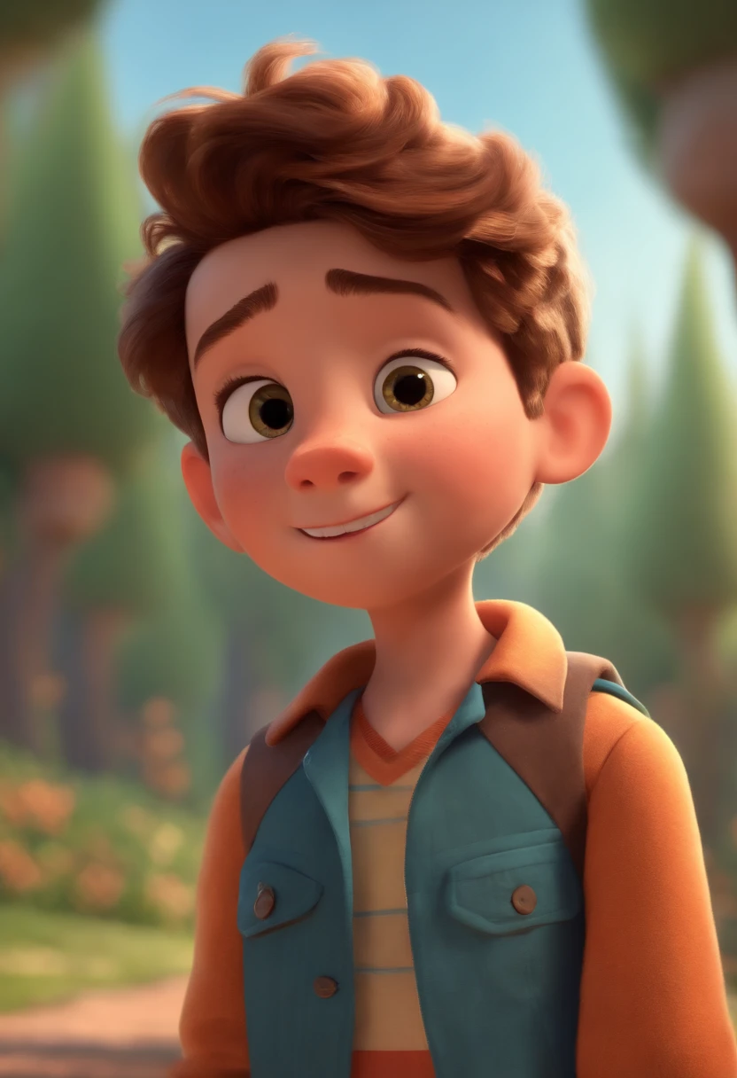 a happy cute ??? standing short hair, vestindo uma fantasia espacial, , fundo branco, barnet, Tom, Estilo Pixar, ....3d, desenhos animados, rosto detalhado, asymmetrical 16k