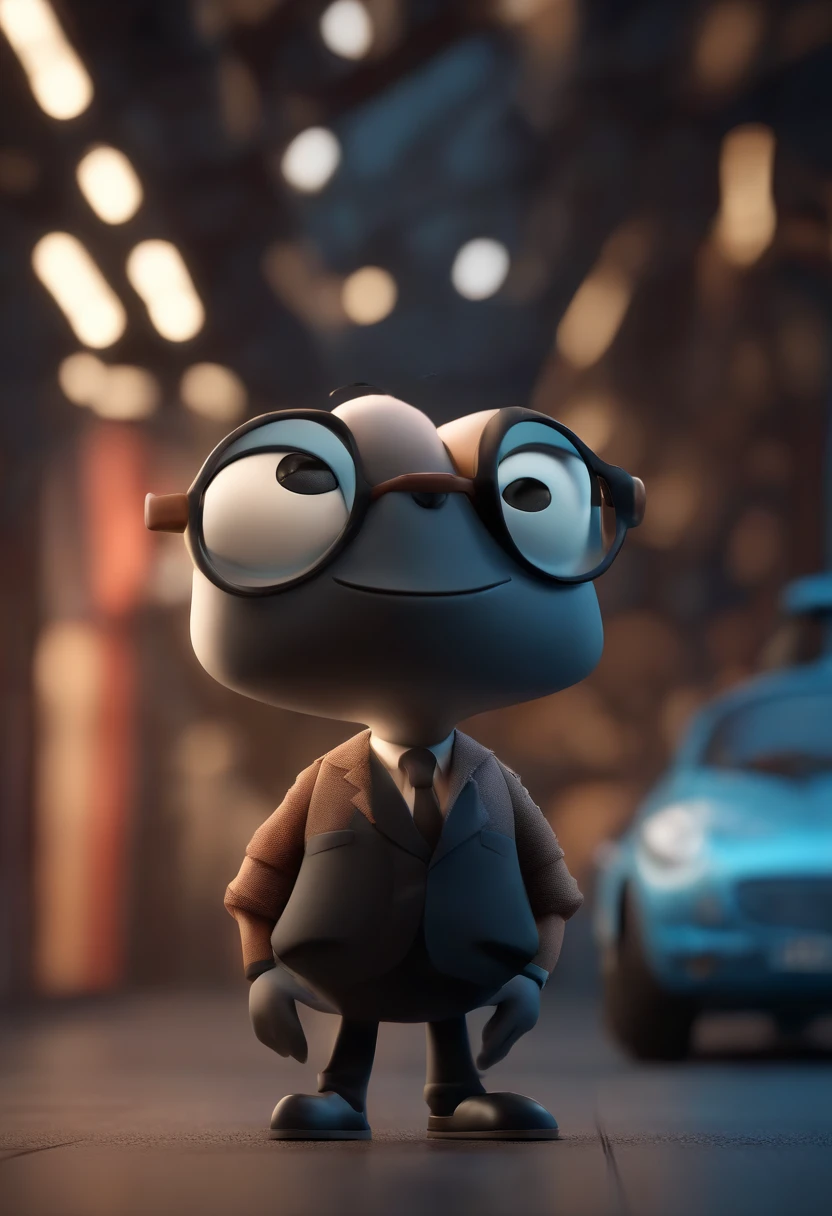 Cartoon character of a man wearing black glasses and a blue shirt, um personagem animado, Caractere estilizado, animation style rendering, 3D estilizado, Arnold Maya render, 3 d render stylized, toon render keyshot, Personagem 3D, Personagem 3D, 3d rendering stylized, 3 d character render, personagem de desenho animado, Personagem de close up, Pose de personagem, (Estilo Pixar) (master part:1.2) (Bokeh) (best quality) (pele detalhada) (textura detalhada) (8k) (argila) (Cinematic lighting) (foco nítido,Senta e vaza a parte superior do corpo