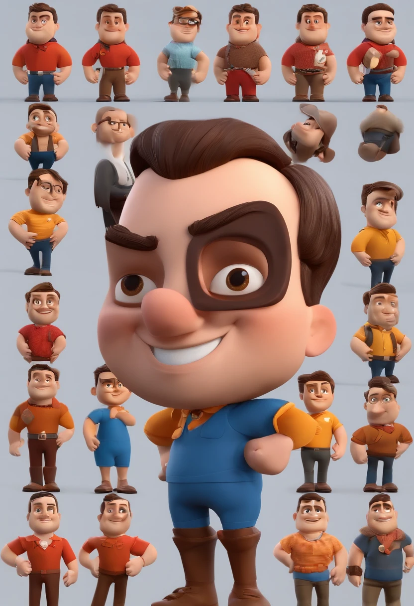 Personagem dos desenhos animados de um homem careca, gordinho, sem barba e de rosto liso e redondo, animation character, Caractere estilizado, animation style rendering, 3D estilizado, Arnold Maya render, 3 d render stylized, toon render keyshot, Personagem 3D, Personagem 3D, 3d rendering stylized, 3 d character render, personagem de desenho animado, Personagem de close up, Pose de personagem, (Estilo Pixar) (master part:1.2) (Bokeh) (best quality) (pele detalhada) (textura detalhada) (8k) (argila) (Cinematic lighting) (foco nítido
