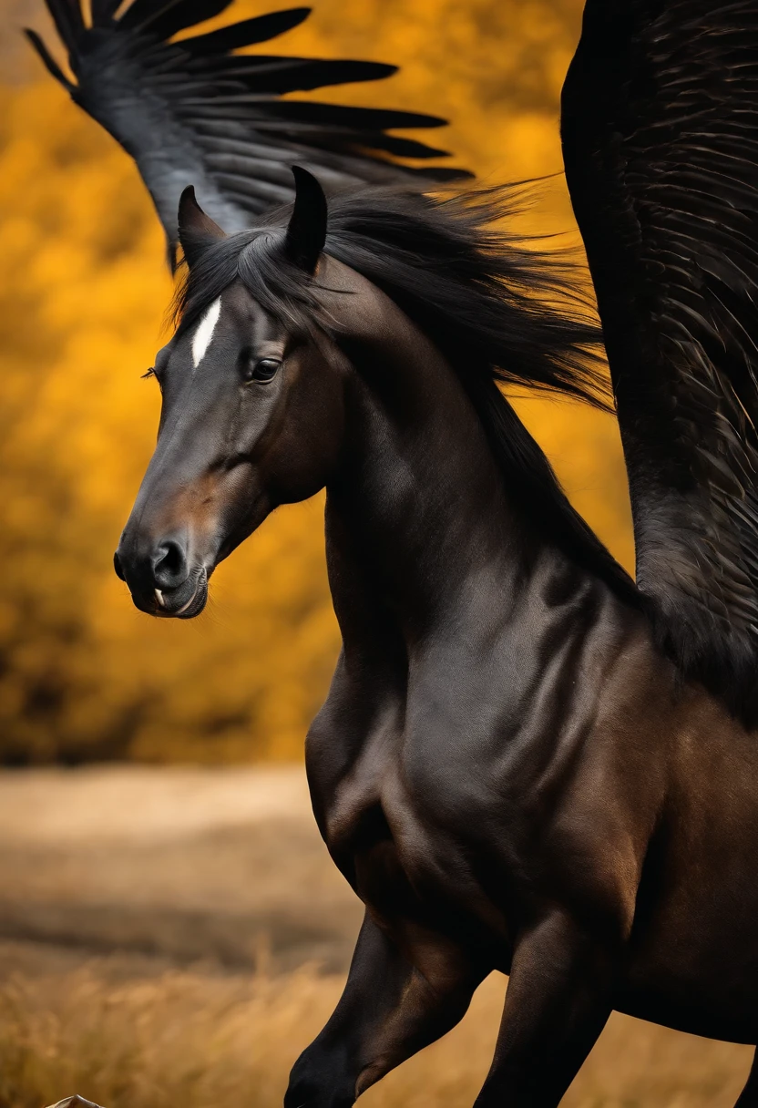 Black Pegasus, fundo maori, raios amarelos