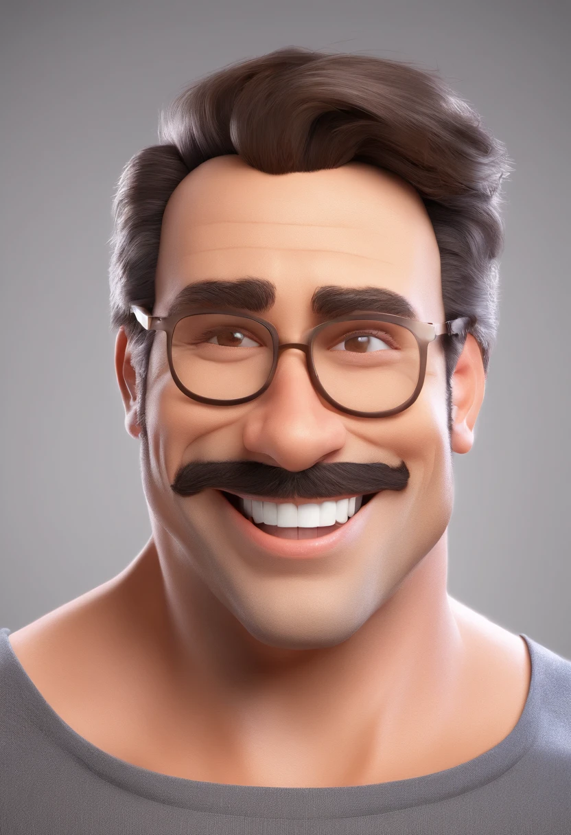 Smiling Man Illustration, sorriso insano, Homem de pele marrom com um sorriso gigante, happily smiling at the camera, sorriso atrevido, he's smiling, sorriso muito grande, Macho sorridente, foto de perfil headshot, rindo sorriso enorme, desenhando no estilo de Arte 3D, c4d, fundo de cor branco puro, estilo disney, estilo pixar render ilustracao Super Detalhe, 8k