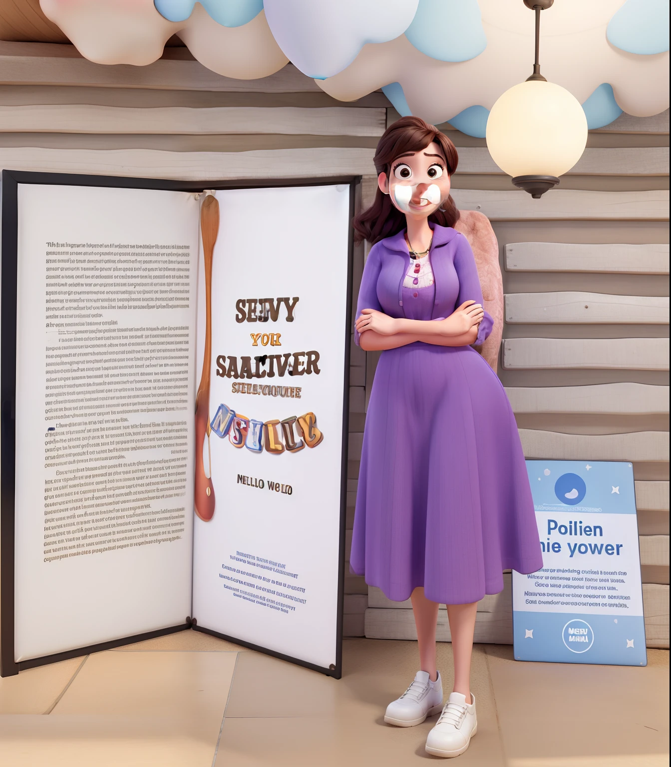 A Woman Smiling with a Serious Girl Disney Pixar Style, alta qualidade, melhor qualidade