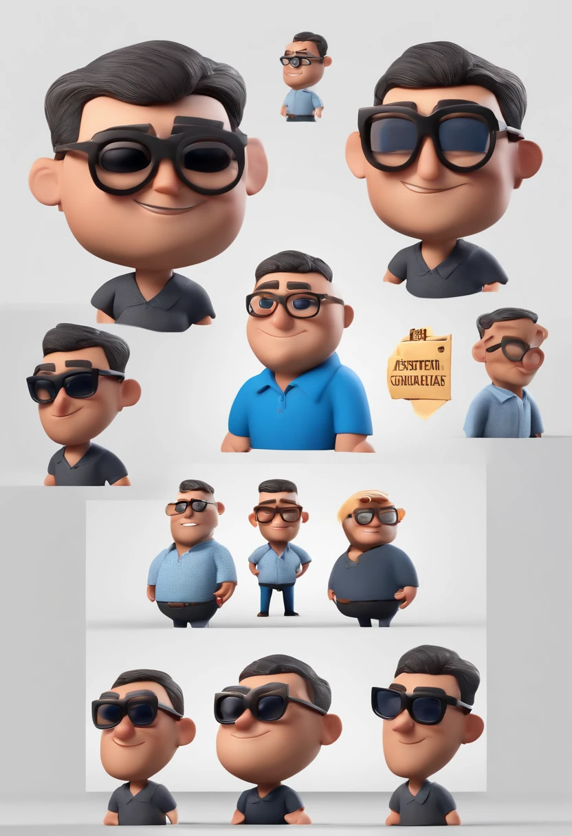 Cartoon character of a man with black glasses and a blue shirt, animation character, Caractere estilizado, animation style rendering, 3D estilizado, Arnold Maya render, 3 d render stylized, toon render keyshot, Personagem 3D, Personagem 3D, 3d rendering stylized, 3 d character render, personagem de desenho animado, Personagem de close up, Pose de personagem,  (Estilo Pixar) (master part:1.2) (Bokeh) (best quality) (pele detalhada) (textura detalhada) (8k) (argila) (Cinematic lighting) (foco nítido