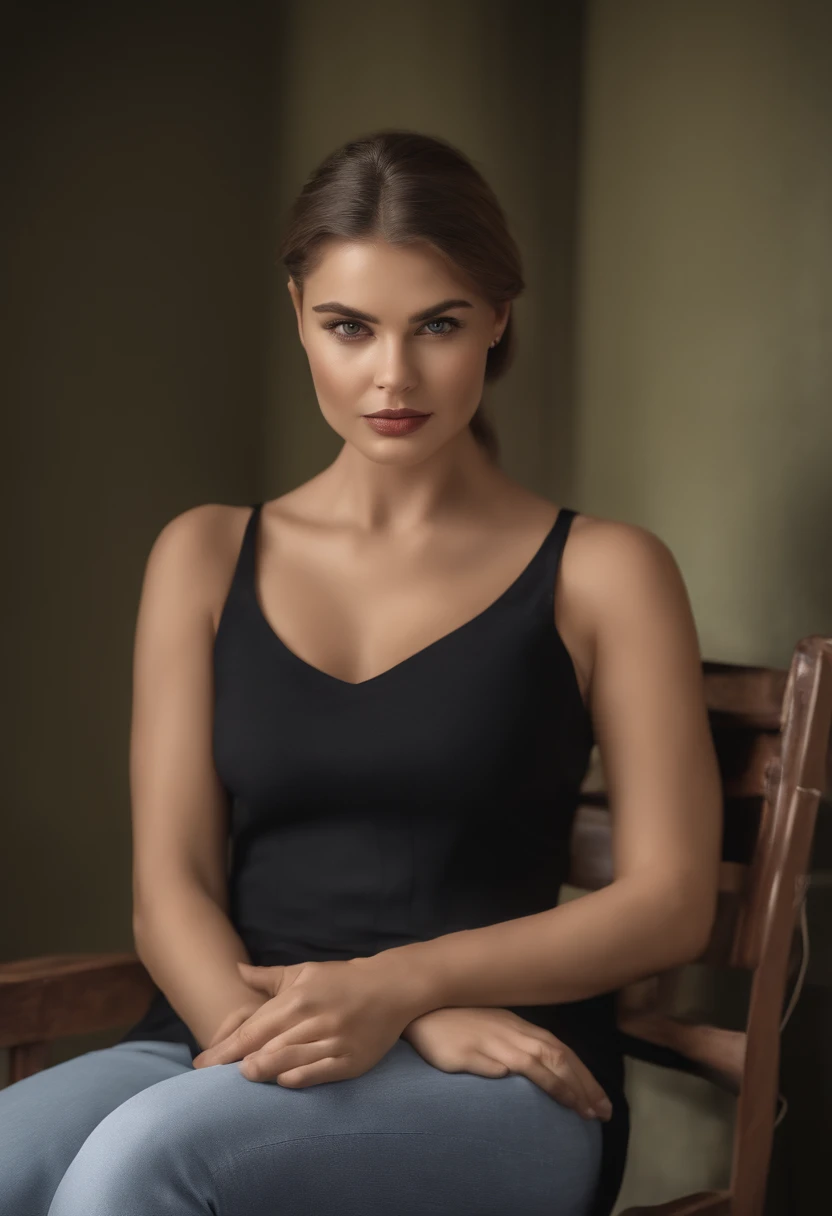 (fotorrealista:1.4),8k,(Obra maestra), La mejor calidad, highest qualityr, (Cara detallada:1.5),Texto original en,Altas Resoluciones, Obra maestra sin igual, 8K ultra realista, Ilustraciones perfectas, ((Figura femenina perfecta)), cintura estrecha, desnuda, flaco,Piel detallada, epiCRealismo, fcRetrato, una persona sentada en una silla con una caja de papel en la cabeza, (papel_caja:1.2)