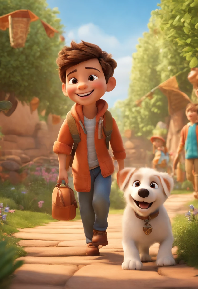 (best quality,4k,8k,highres,masterpiece:1.2),ultra-detailed,(realistic,photorealistic,photo-realistic:1.37),A boy in a Pixar-style video for a YouTube story,allabester,a boy,He is the class leader,extroverted,playful,strong-willed,strong character,He stands up for a lot of things,confident,determined,energetic,curious,adventurous,imaginative,enjoys exploring,new possibilities,friendship,kind-hearted,supportive,smiling face,happy,joyful,mischievous expression,brown hair,brown eyes,sparkling eyes,cheeky smile,sweet,cute,resilient,he is not afraid of challenges,his eyes are expressive, open-minded,believes in himself,positive attitude,superhero,excited,having fun,filled with wonder,imagination,colorful world,fun-filled environment,vibrant colors,fantasy-like atmosphere,magical setting,action-packed scenes,enchanting background,every detail is intricate and vividly depicted,playful characters in dynamic poses,fantastic adventures,emotional moments,heartwarming narrative,pixar animation style,rich storytelling,life-like animations,movie-quality visuals,breathtakingly beautiful scenes,wonderful lighting effects,soft and warm lighting,glowing ambiance,immersive environment that captivates the audience,brings the story to life,inspiring storyline,uplifting and empowering message,positive impact on children's hearts and minds,enchanting music and sound effects,fun and engaging storytelling approach,educational elements blended with entertainment,enjoyable and educational experience for children and adults alike.