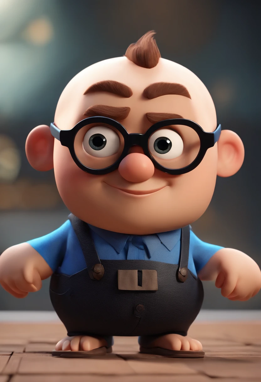 Cartoon character of a man wearing black glasses and a blue shirt, um personagem animado, Caractere estilizado, animation style rendering, 3D estilizado, Arnold Maya render, 3 d render stylized, toon render keyshot, Personagem 3D, Personagem 3D, 3d rendering stylized, 3 d character render, personagem de desenho animado, Personagem de close up, Pose de personagem, (Estilo Pixar) (master part:1.2) (Bokeh) (best quality) (pele detalhada) (textura detalhada) (8k) (argila) (Cinematic lighting) (foco nítido，Senta e vaza a parte superior do corpo