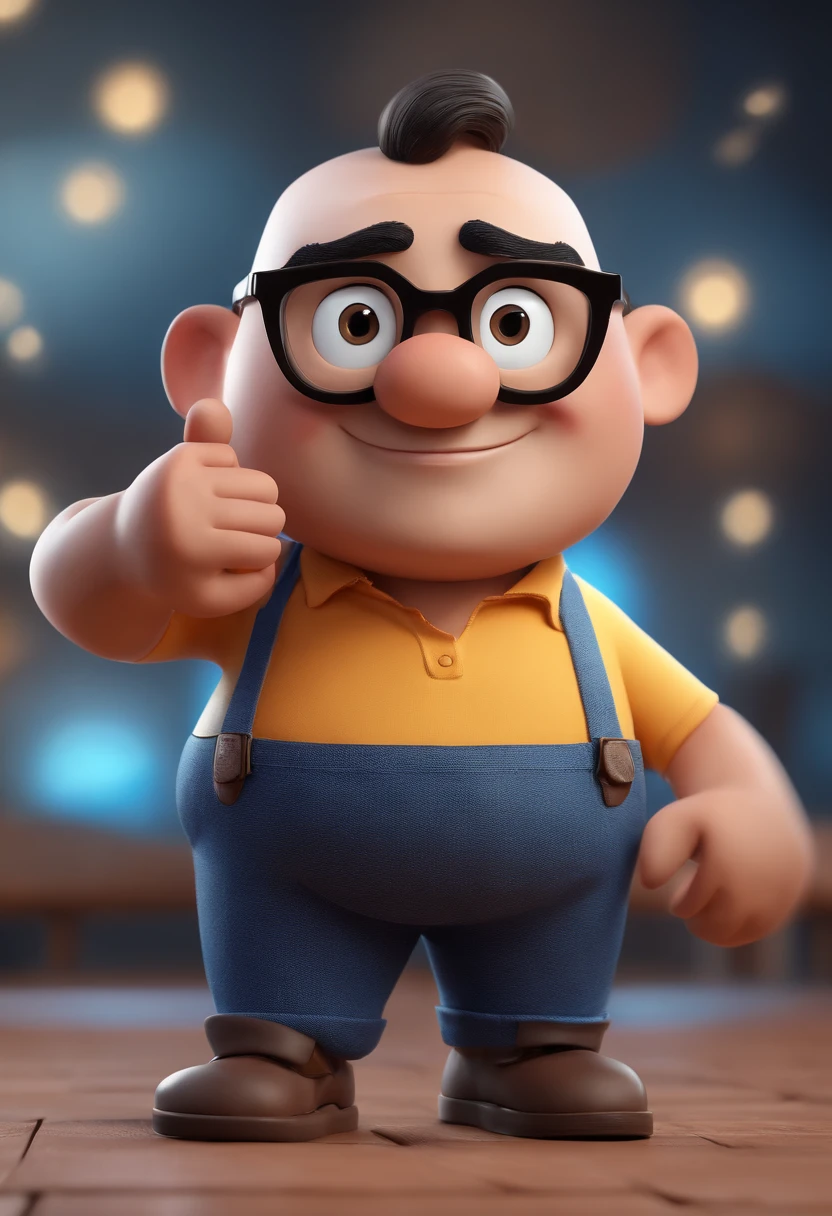 Cartoon character of a man with black glasses and a blue shirt, animation character, Caractere estilizado, animation style rendering, 3D estilizado, Arnold Maya render, 3 d render stylized, toon render keyshot, Personagem 3D, Personagem 3D, 3d rendering stylized, 3 d character render, personagem de desenho animado, Personagem de close up, Pose de personagem, (Estilo Pixar) (master part:1.2) (Bokeh) (best quality) (pele detalhada) (textura detalhada) (8k) (argila) (Cinematic lighting) (foco nítido