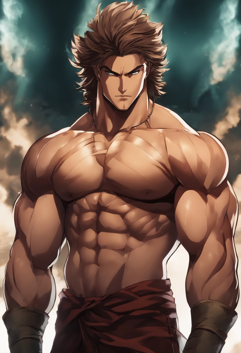 Looks strong, anime, muscular backwood, has an aura
