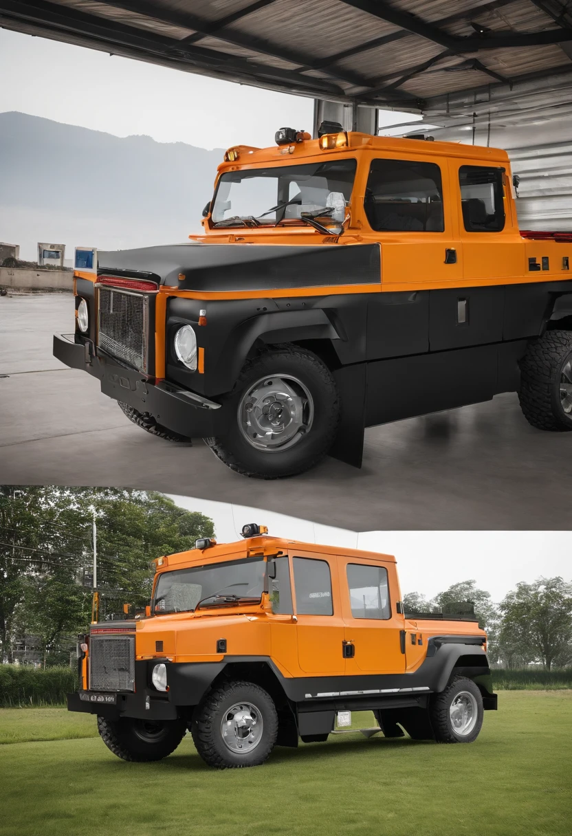 Design an industrial GVA truck shape,ruggedly,The body is made of high-strength metal materials,to improve durability and load-carrying capacity,simplistic design,The lines of the whole vehicle are smooth and concise,A warning light is set at each of the four corners,Lights are installed in front of the vehicle,A transparent detection port is provided at the rear of the vehicle,Pallets made of metal,At the same time, the chamfering is processed all around,Six mounting holes are provided at the top of the pallet,
Body size:Length 3500mm,Width 2800mm,Height 500mm。
Pallet size:Length 3200mm,Width 2500mm,Height 80mm。
Pallet mounting holes:Each size is 30mm round,6 in total。
Transparent detection port:The rear of the body is 80 mm long,Transparent 40 mm wide inspection port,Use clear glass covering。