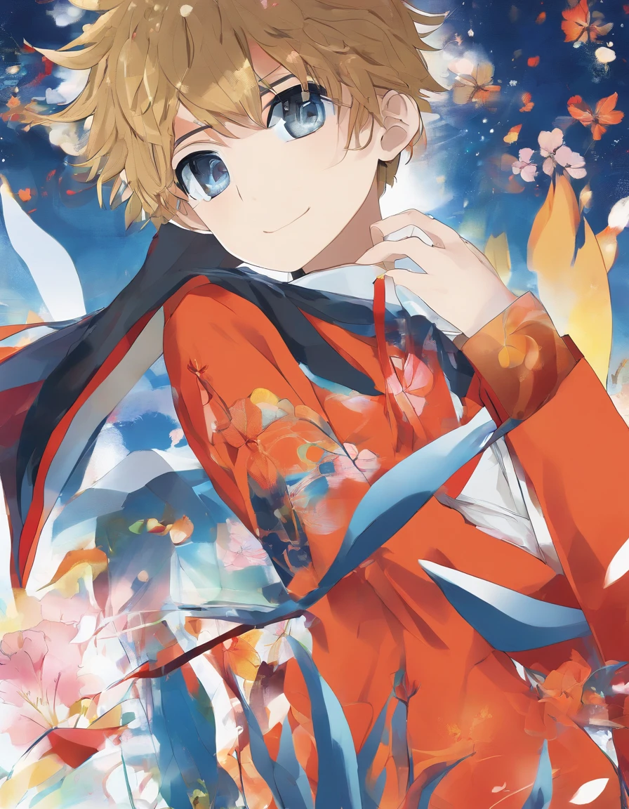 Masterpiece, Best quality, {Best quality}, {{Masterpiece}}, {A high resolution}, Focus, Anime style, Cartoon close-up of a boy, Boy design, Portrait, Gisha, Anime image, short detailed hair, Black hair, Hopeful eyes,, cheerfulness, Polished and powerful appearance, Exotic, Tall,  Smiling, Chic clothing