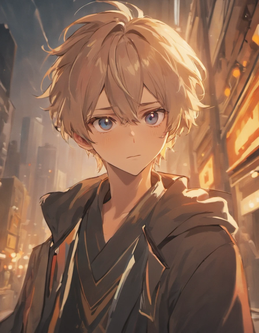 High Picture Quality，off-world，legendary，The face is slightly chubby and square，Young and handsome uncle，The brave，Comic texture，Handsome and neat beard，Slightly fat，In the city，Blue eyes full of hope，grin，Sophisticated，Mature and steady，affable，Warm expression，The camera angle is facing his face+Extremely detailed face