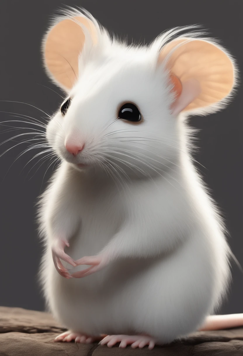 Small mouse，adolable，Shaggy，comic strip，White hair。mole。