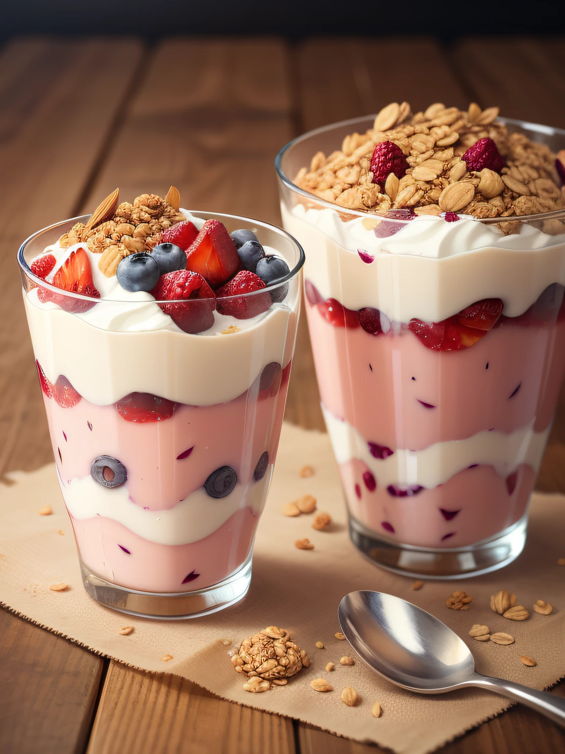 healthy breakfast. Granola and berry yogurt