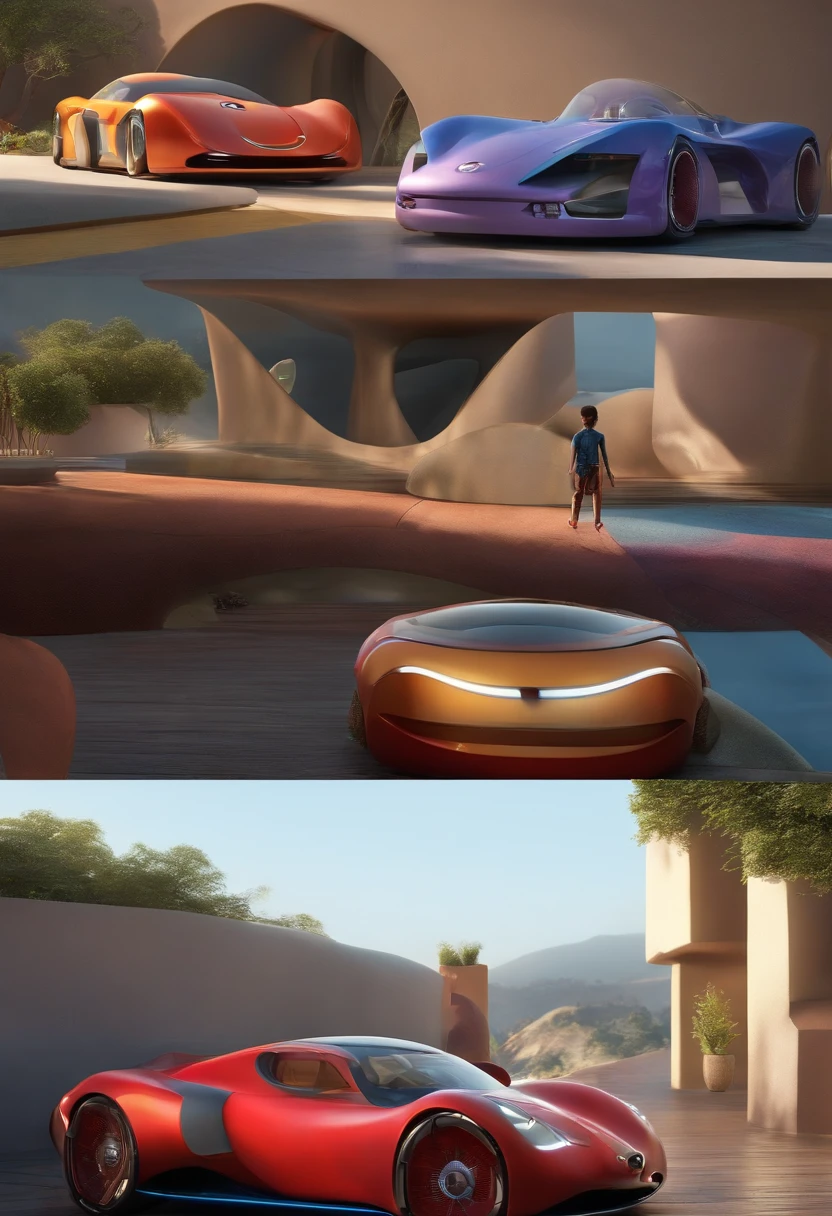 Um arquiteto de sonhos futurista, mas realista, inspired by Pixar animation, de perto. The character takes center stage with captivating facial expressions, oferecendo um toque de irrealidade.