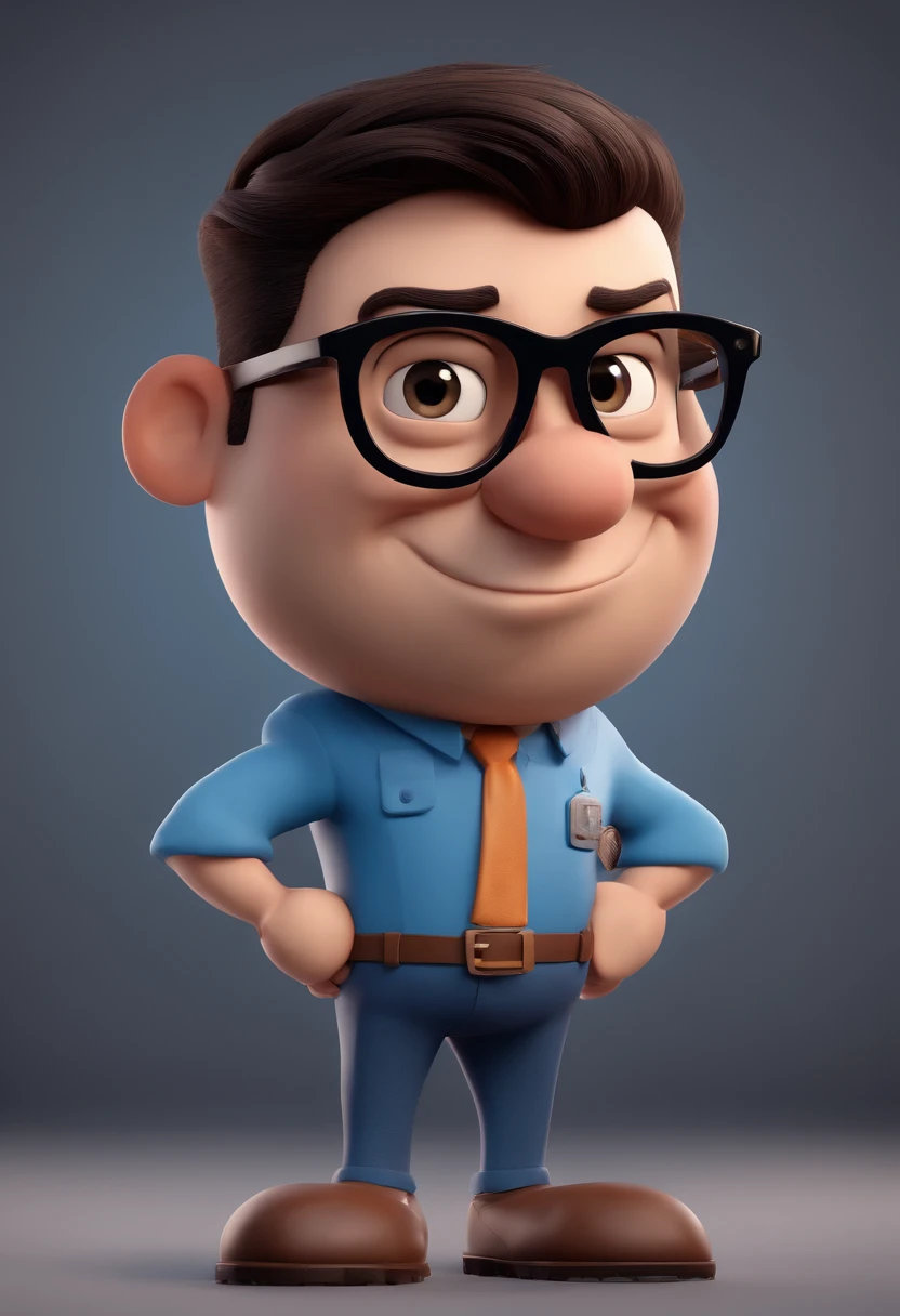 Cartoon character of a man with black glasses and a blue shirt, animation character, Caractere estilizado, animation style rendering, 3D estilizado, Arnold Maya render, 3 d render stylized, toon render keyshot, Personagem 3D, Personagem 3D, 3d rendering stylized, 3 d character render, personagem de desenho animado, Personagem de close up, Pose de personagem, (Estilo Pixar) (master part:1.2) (Bokeh) (best quality) (pele detalhada) (textura detalhada) (8k) (argila) (Cinematic lighting) (foco nítido