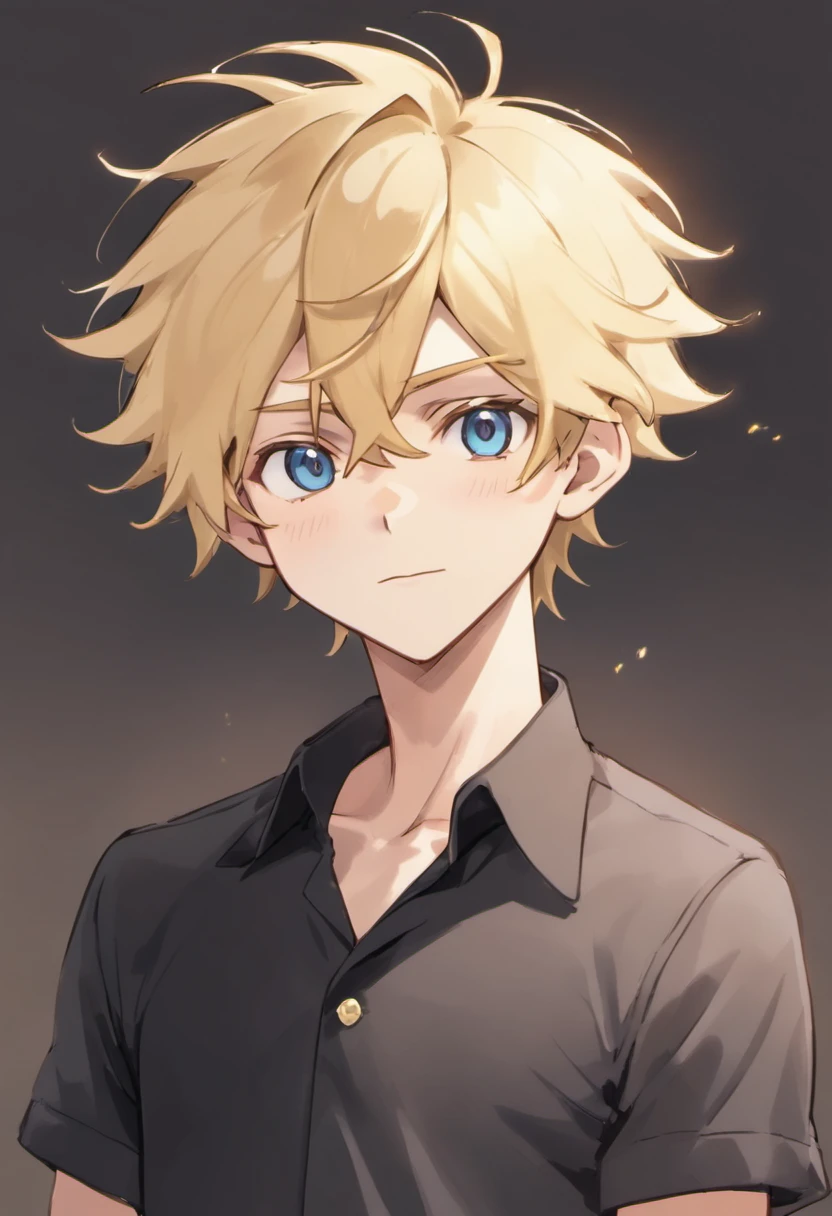 Pale skin and slender face. Ethnic Romanian with messy blonde hair and short beard. Vestindo um terno preto e camisa preta, with intense steaming almond eyes. Senso de poder e autoridade. A robust appearance. young man. olhos em camadas