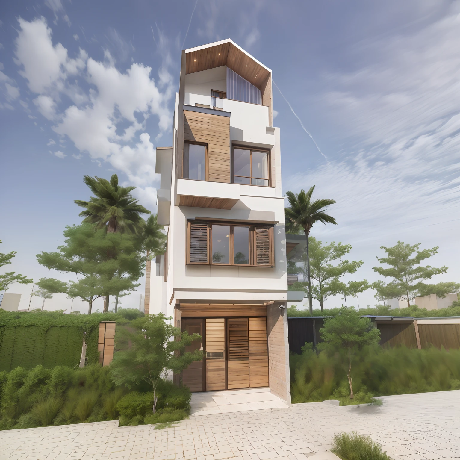 Bauhaus style house, glass house with a sloping roof, modern, dynamic (RAW photo, real, best quality, masterpiece:1.2), (hyper realistic, photo-realistic:1.2), high quality, (dark lighting:1.2), perfect lighting, archdaily