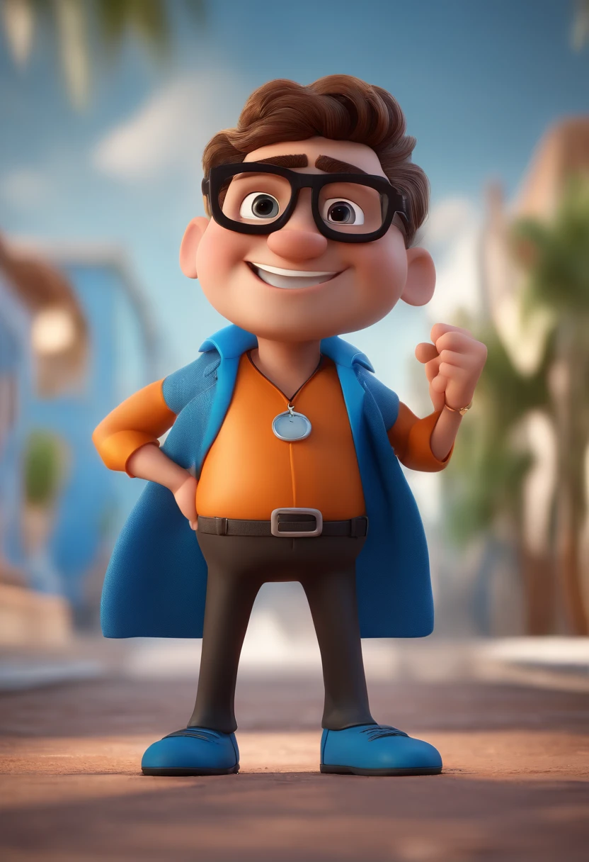 Cartoon character of a man with black glasses and a blue shirt, animation character, Caractere estilizado, animation style rendering, 3D estilizado, Arnold Maya render, 3 d render stylized, toon render keyshot, Personagem 3D, Personagem 3D, 3d rendering stylized, 3 d character render, personagem de desenho animado, Personagem de close up, Pose de personagem, (Estilo Pixar) (master part:1.2) (Bokeh) (best quality) (pele detalhada) (textura detalhada) (8k) (argila) (Cinematic lighting) (foco nítido