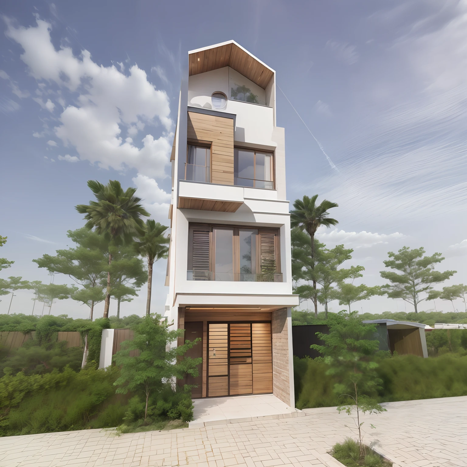 Bauhaus style house, glass house with a sloping roof, modern, dynamic (RAW photo, real, best quality, masterpiece:1.2), (hyper realistic, photo-realistic:1.2), high quality, (dark lighting:1.2), perfect lighting, archdaily