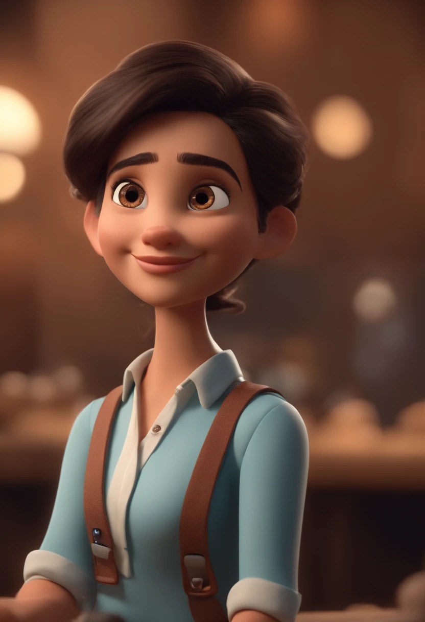 personagem dos desenhos animados estilo pixar de um homem com cabelo preto, uma camisa brancal, and in a scenario of ecommerce and digital products as marketing, Social Media, animation character, Caractere estilizado, animation style rendering, 3D estilizado, Arnold Maya render, 3 d render stylized, toon render keyshot, Personagem 3D, Personagem 3D, 3d rendering stylized, 3 d character render, personagem de desenho animado, Personagem de close up, Pose de personagem, (Estilo Pixar) (master part:1.2) (Bokeh) (best quality) (pele detalhada) (textura detalhada) (8k) (argila) (Cinematic lighting) (foco nítido
