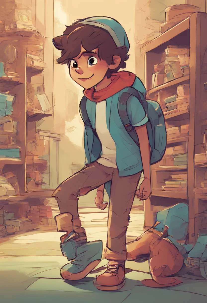 Image of a boy for a story in a YouTube video in Pixar format, He's the little allabester, He's the class leader, He's outgoing, Playful and gets up for a lot of things, cabelo curto