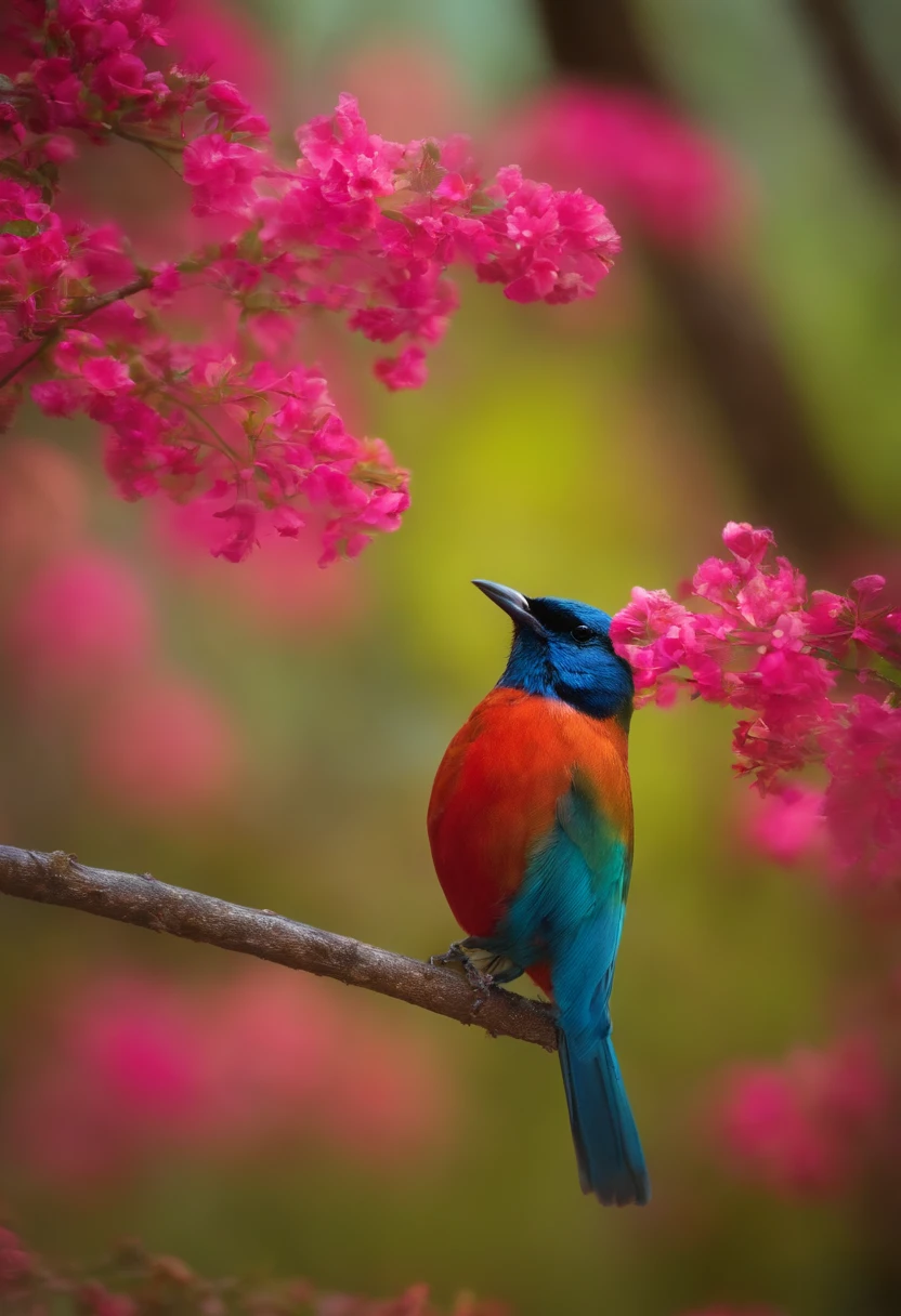 There is a small bird in the forest but the image is all messed up