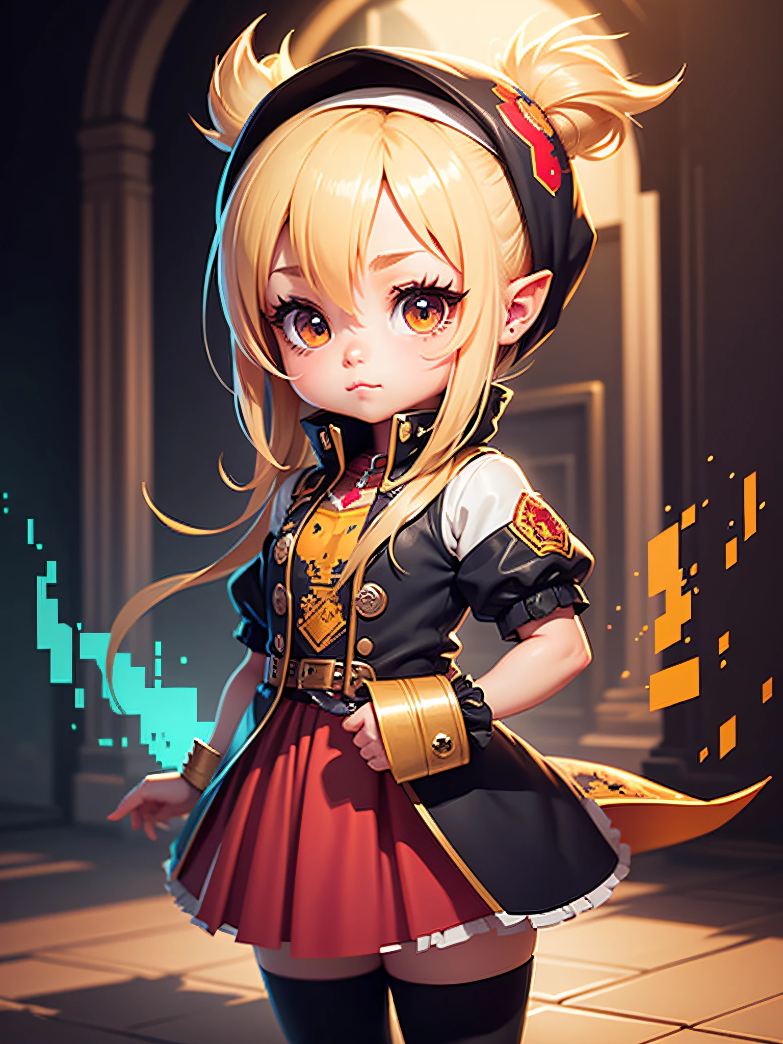 Chibi character pixel art, beautiful detailed pixel art, hyper detailed pixel art, conceptual pixel art, high quality pixel art, high quality pixel art, high quality pixel art, dynamic lighting, colorful, high contrast colors, Pixel art style, Pixel art:3, 4k, beautiful