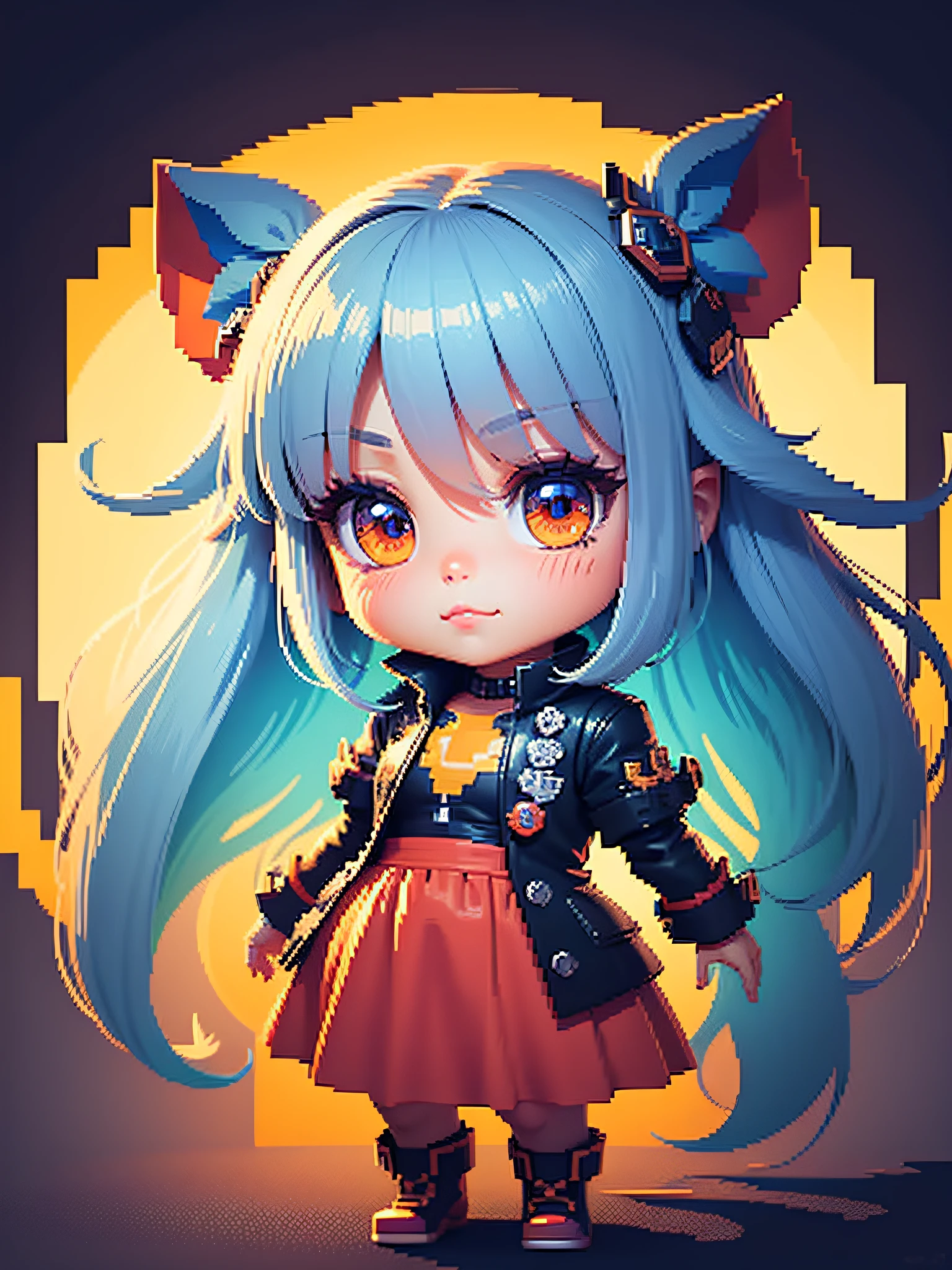 Chibi character pixel art, beautiful detailed pixel art, hyper detailed pixel art, conceptual pixel art, high quality pixel art, high quality pixel art, high quality pixel art, dynamic lighting, colorful, high contrast colors, Pixel art style, Pixel art:3, 4k, beautiful