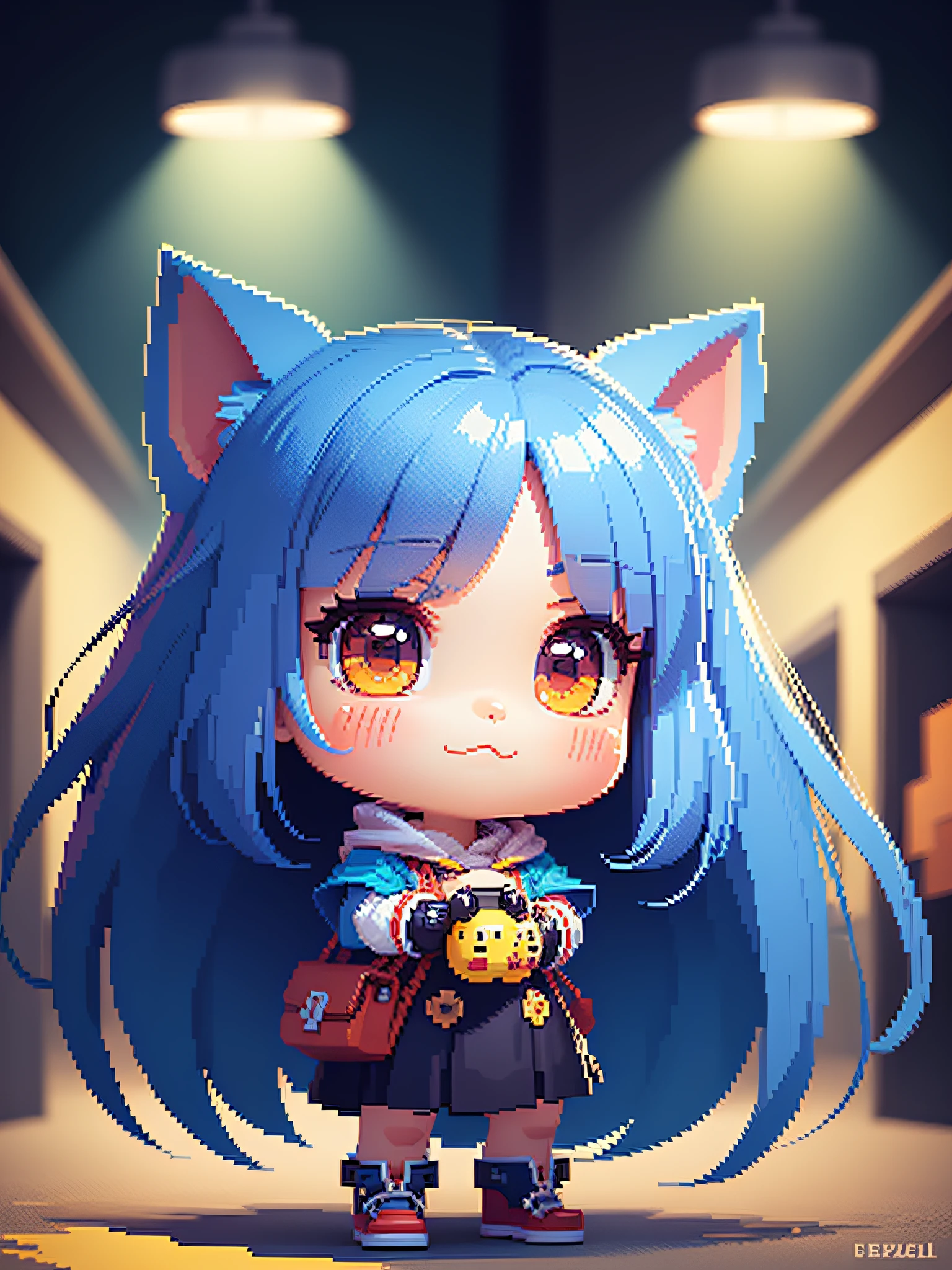 Chibi character pixel art, beautiful detailed pixel art, hyper detailed pixel art, conceptual pixel art, high quality pixel art, high quality pixel art, high quality pixel art, dynamic lighting, colorful, high contrast colors, Pixel art style, Pixel art:3, 4k, beautiful