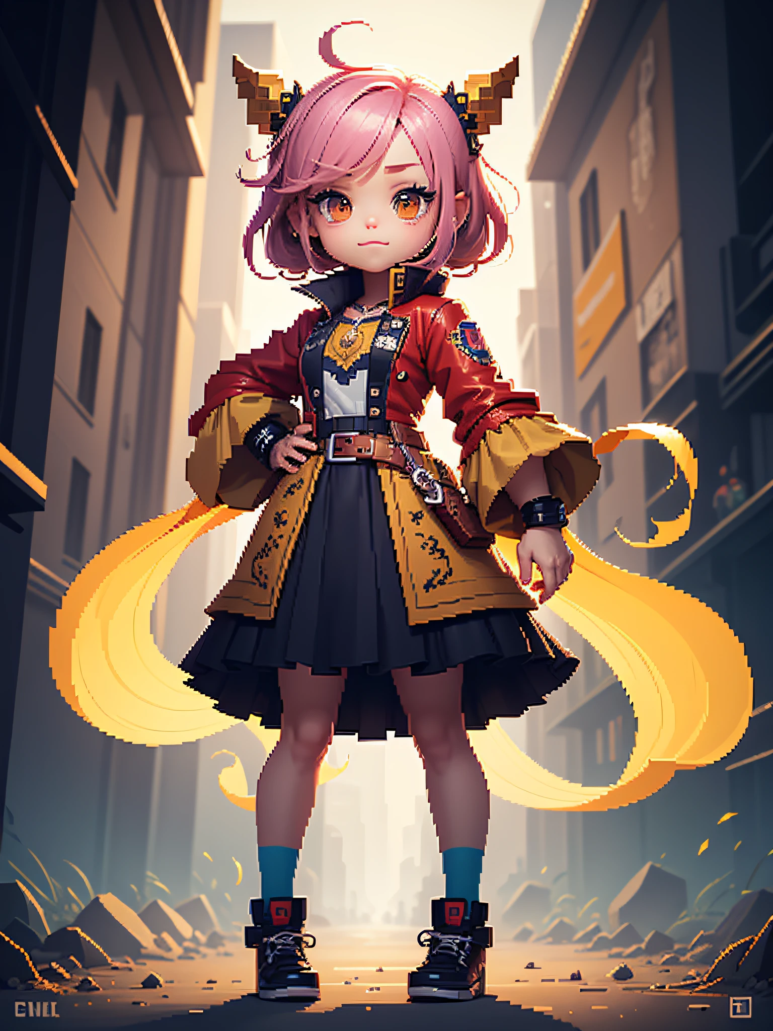 Chibi character pixel art, beautiful detailed pixel art, hyper detailed pixel art, conceptual pixel art, high quality pixel art, high quality pixel art, high quality pixel art, dynamic lighting, colorful, high contrast colors, Pixel art style, Pixel art:3, 4k, beautiful