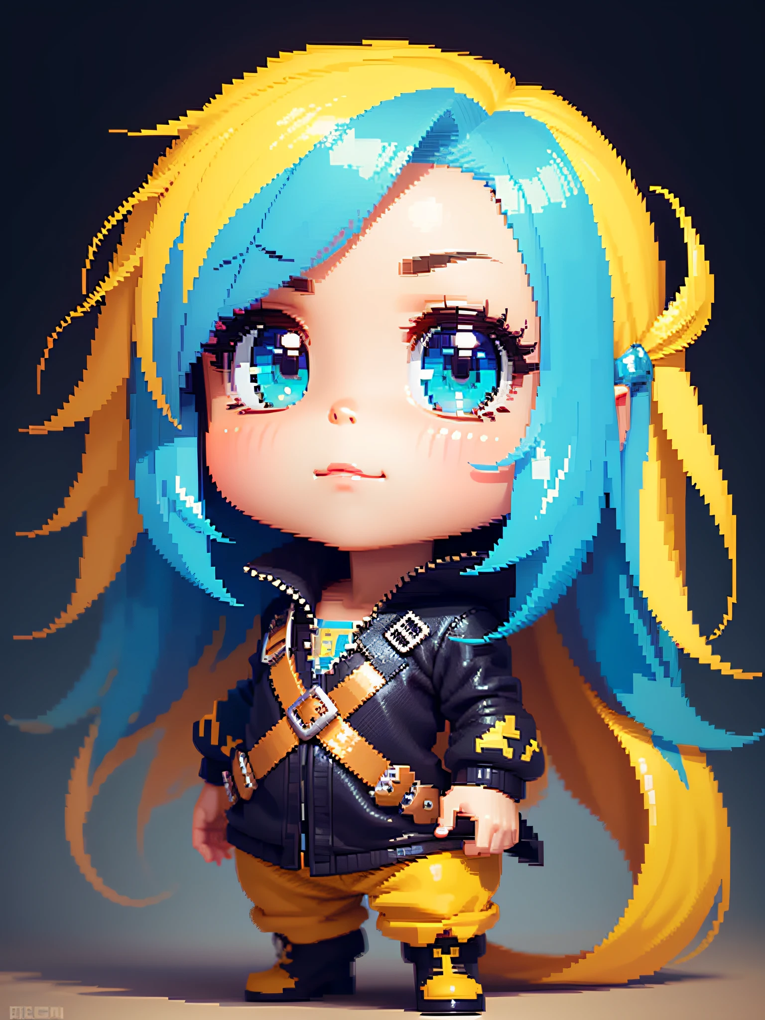 Chibi character pixel art, beautiful detailed pixel art, hyper detailed pixel art, conceptual pixel art, high quality pixel art, high quality pixel art, high quality pixel art, dynamic lighting, colorful, high contrast colors, Pixel art style, Pixel art:3, 4k, beautiful