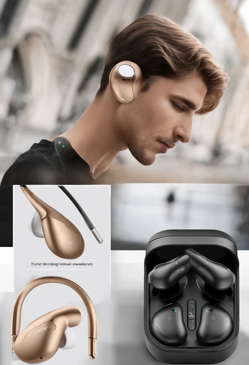 Design a TWS binaural bluetooth earphone,The headphones fit snugly in the ear,Comfortable to wear,No sense of pressure,Adopt TWS technology,Wireless connection,Easy to use,The charging compartment has a unique design,Easy to use,Recognizable,Separation of both ears,The two sets of wireless headphones can be used separately,Meet the needs of different scenarios,Available in both in-ear and non-in-ear wearing styles,Adapt to the needs of different users,The materials are diverse,The charging case and earphone shell are made of various materials,A variety of options are available,High battery life,Meet the needs of long-term use,Support fast charging technology,Short charging time,Easy to use,Waterproof and dustproof,IPX4 and above waterproof and dustproof level,Suitable for use during sports,Intelligent interaction,Support voice assistant function,Easy voice control。