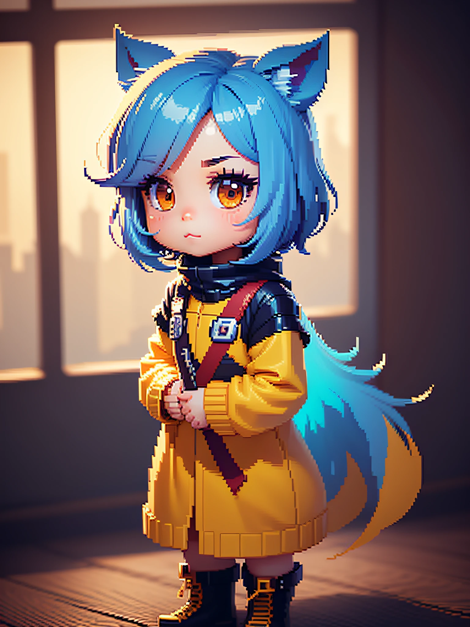 Chibi character pixel art, beautiful detailed pixel art, hyper detailed pixel art, conceptual pixel art, high quality pixel art, high quality pixel art, high quality pixel art, dynamic lighting, colorful, high contrast colors, Pixel art style, Pixel art:3, 4k, beautiful