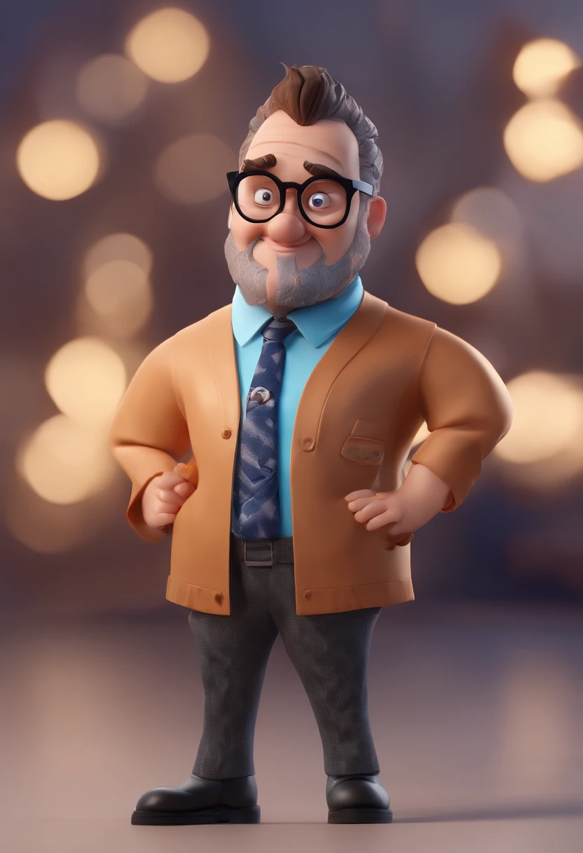 personagem dos desenhos animados de um homem usando barba curta, with black glasses and a blue shirt, animation character, Caractere estilizado, animation style rendering, 3D estilizado, Arnold Maya render, 3 d render stylized, toon render keyshot, Personagem 3D, Personagem 3D, 3d rendering stylized, 3 d character render, personagem de desenho animado, Personagem de close up, Pose de personagem,  (Estilo Pixar) (master part:1.2) (Bokeh) (best quality) (pele detalhada) (textura detalhada) (8k) (argila) (Cinematic lighting) (foco nítido