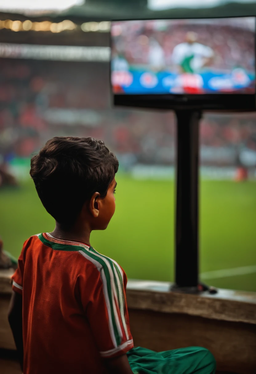a bangladeshi boy watch football match on tv