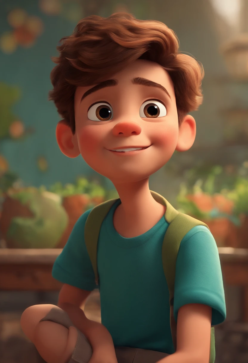 Image of a boy for a story in a YouTube video in Pixar format, He's the little allabester, He's the class leader, He's outgoing, Playful and gets up for a lot of things