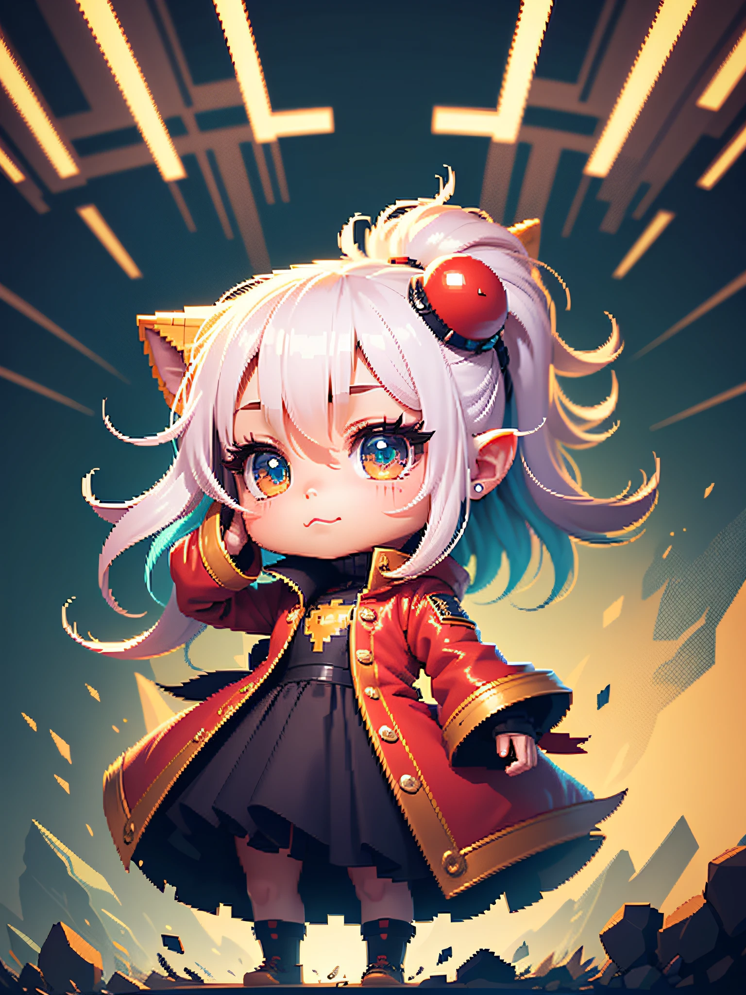 Chibi character pixel art, beautiful detailed pixel art, hyper detailed pixel art, conceptual pixel art, high quality pixel art, high quality pixel art, high quality pixel art, dynamic lighting, colorful, high contrast colors, Pixel art style, Pixel art:3, 4k, beautiful