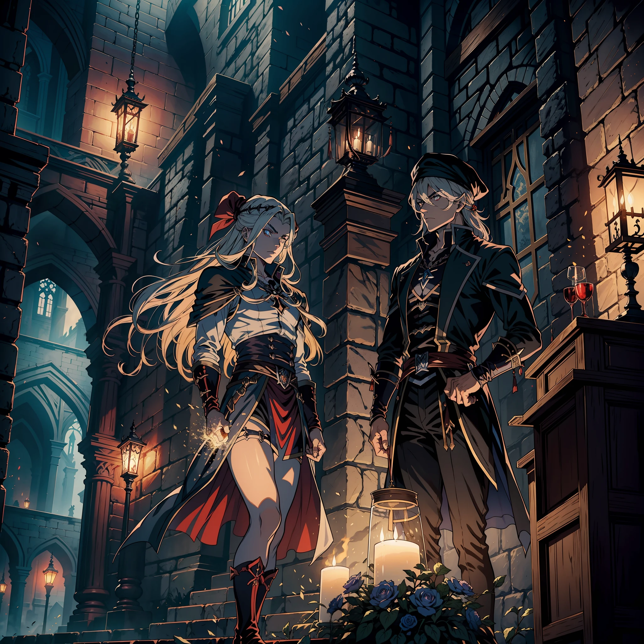 Castlevania Hyper Réaliste Seigneur de l’Ombre Super Détaillé Jeu de tir dynamique La pièce maîtresse du seigneur Dracula Guerrier arabe médiéval avec turban rouge Visage effrayant Structure de Hokuto No Ken Visage musclé Kenshiro avec raoh entouré de démons et de 3 démons effrayants En parlant de vieux rouleaux