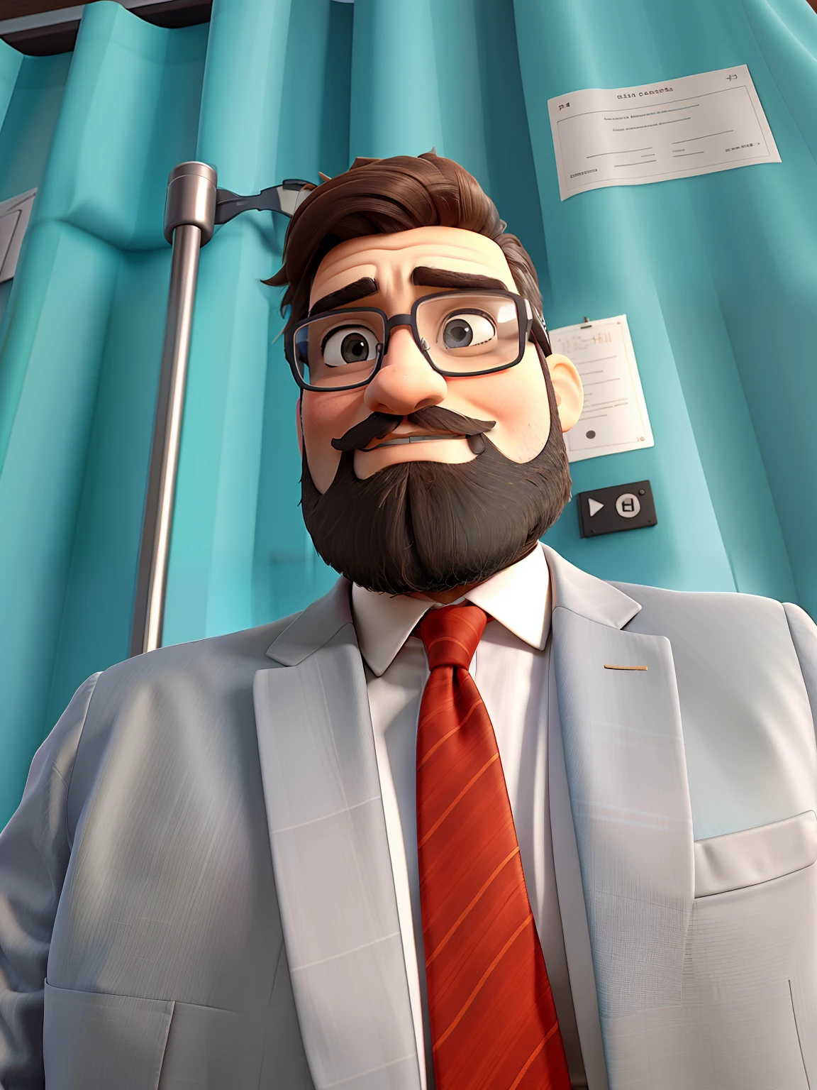 Home de barba, with glasses and in a suit