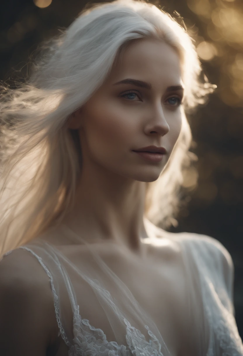high quality, best quality, photo-realistic, raw-photo, realistic, ultra realistic 8k cg, ultra-detailed, High definition, masterpiece, Slender girl with long white hair