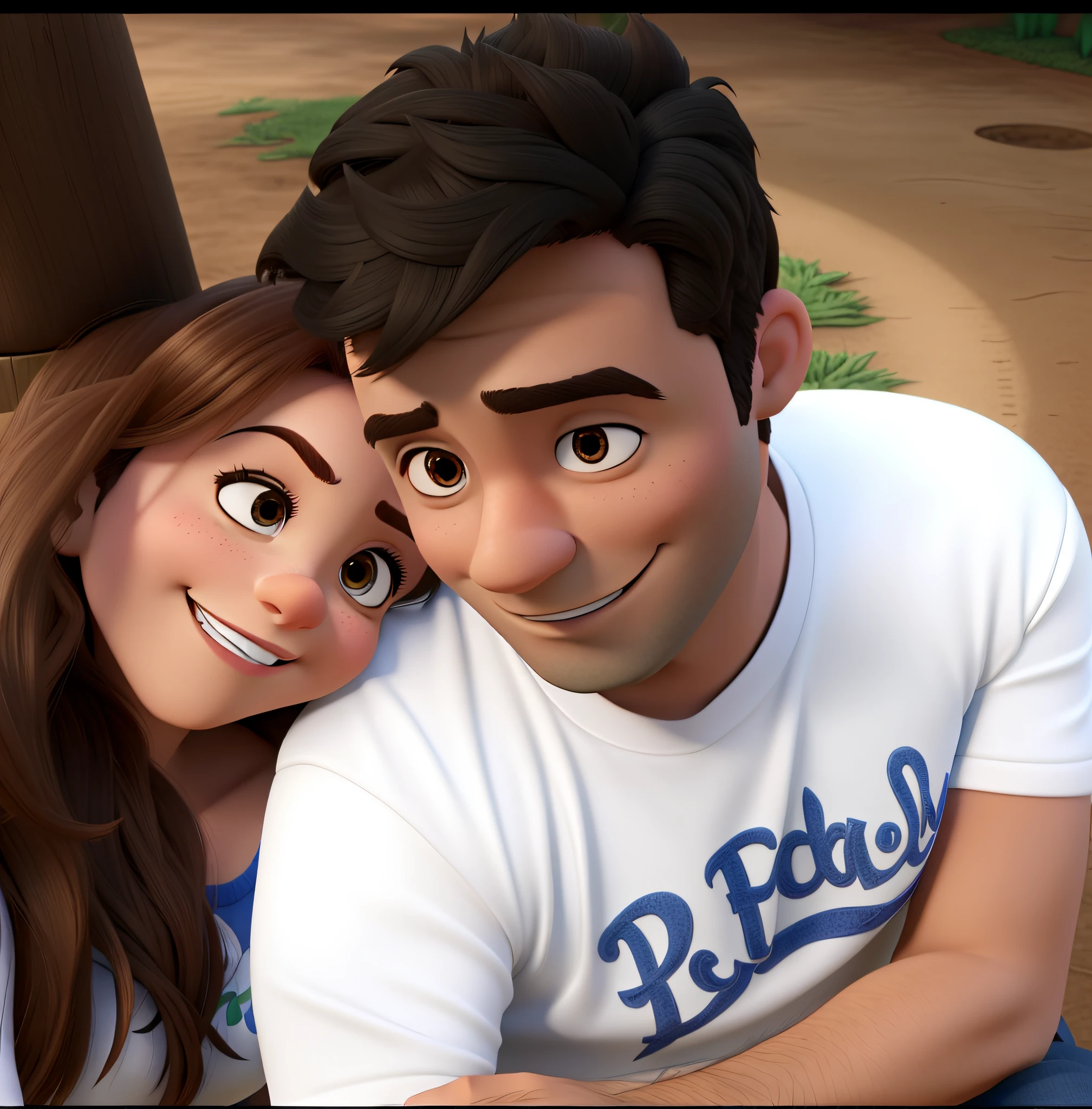 um casal em um parque, estilo disney pixar, alta qualidade, melhor qualidade
