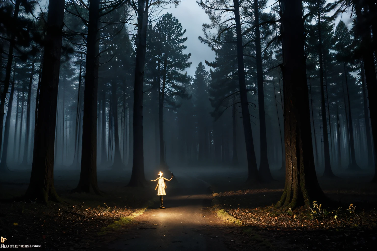 (masterpiece:1.4),best quality,ultra high res,(photo realistic:1.6),(horror:1.8),(tail:1.4),(the woods:1.6),mont,scared,Fear,eerie,dimly lit,dark,darkness,spooky,weird,ominous,ephemeral,gloomy,night,midnight,shadow,