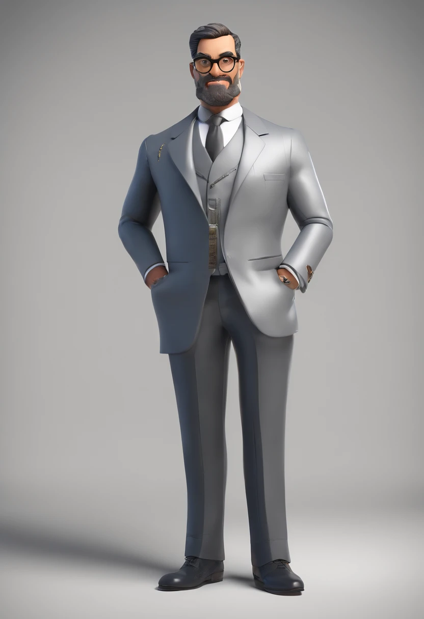 personagem dos desenhos animados de um homem usando barba curta, with black glasses and blue shirt, animation character, Caractere estilizado, animation style rendering, 3D estilizado, Arnold Maya render, 3 d render stylized, toon render keyshot, Personagem 3D, Personagem 3D, 3d rendering stylized, 3 d character render, personagem de desenho animado, Personagem de close up, Pose de personagem, (Estilo Pixar) (master part:1.2) (Bokeh) (best quality) (pele detalhada) (textura detalhada) (8k) (argila) (Cinematic lighting) (foco nítido