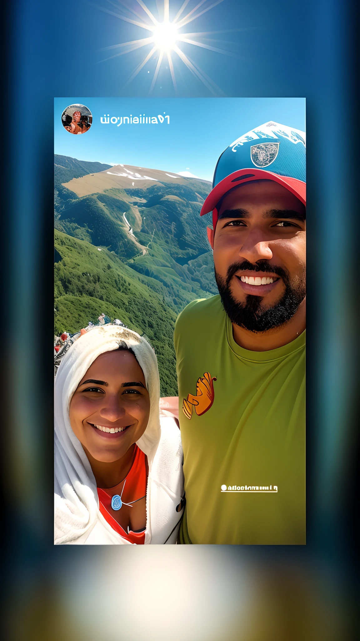 There's a man and a woman together in front of a mountain, instagram post, com montanhas como pano de fundo, com montanhas ao fundo, facebook post, com montanhas no fundo, Montanhas ao fundo, instagram story, montanha ao fundo, instagram, foto de perfil, foto do instagram, david rios ferreira, em frente a uma montanha, Joel Torres, em uma montanha Pixar