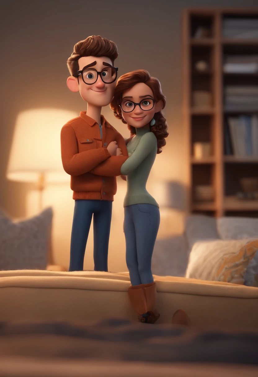 personagem dos desenhos animados de um homem, jovem, com 25 anos, Wearing glasses and a blue sweatshirt, cabelo crespo, cortado em estilo americano, animation character, Caractere estilizado, animation style rendering, 3D estilizado, Arnold Maya render, 3 d render stylized, toon render keyshot, Personagem 3D, Personagem 3D, 3d rendering stylized, 3 d character render, personagem de desenho animado, Personagem de close up, Pose de personagem,  (Estilo Pixar) (master part:1.2) (Bokeh) (best quality) (pele detalhada) (textura detalhada) (8k) (argila) (Cinematic lighting) (foco nítido