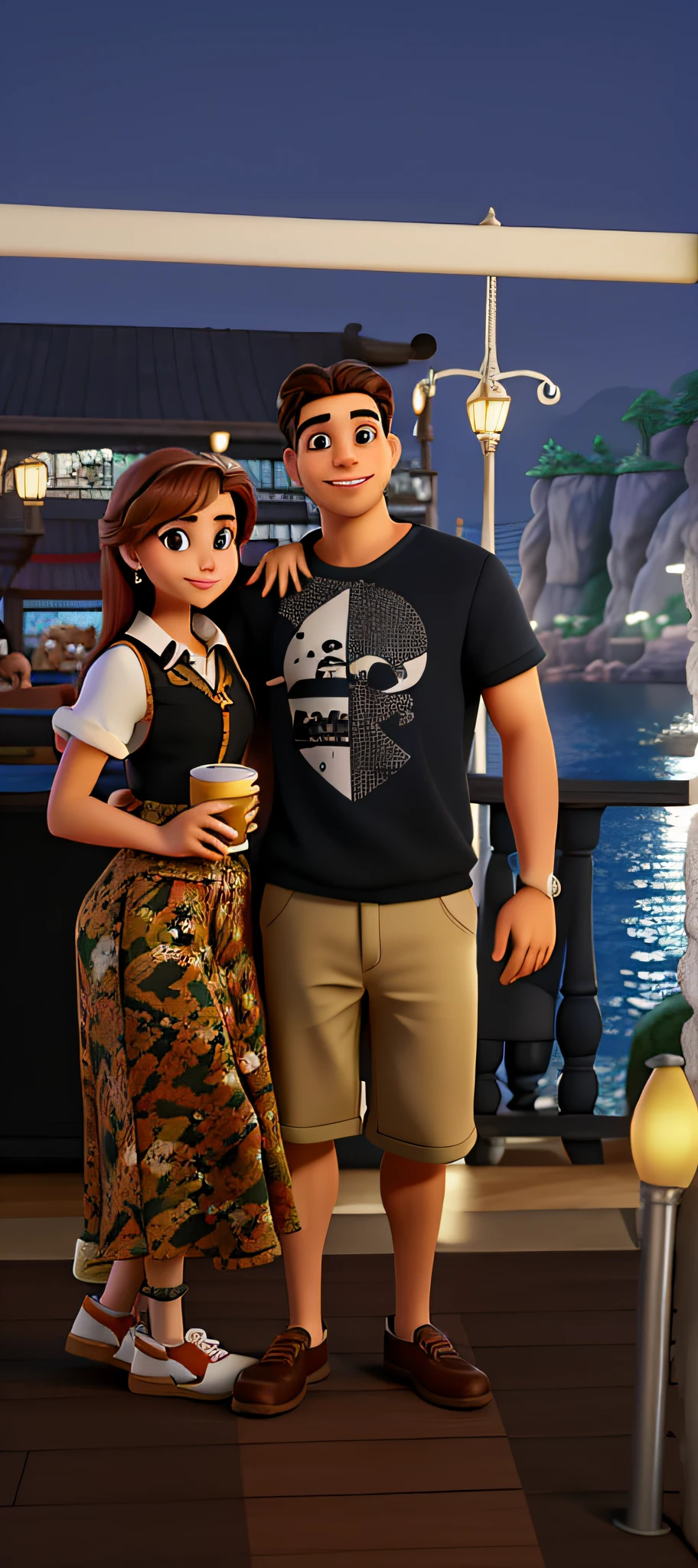 Um casal estilo disney pixer, alta qualidade, melhor qualidade