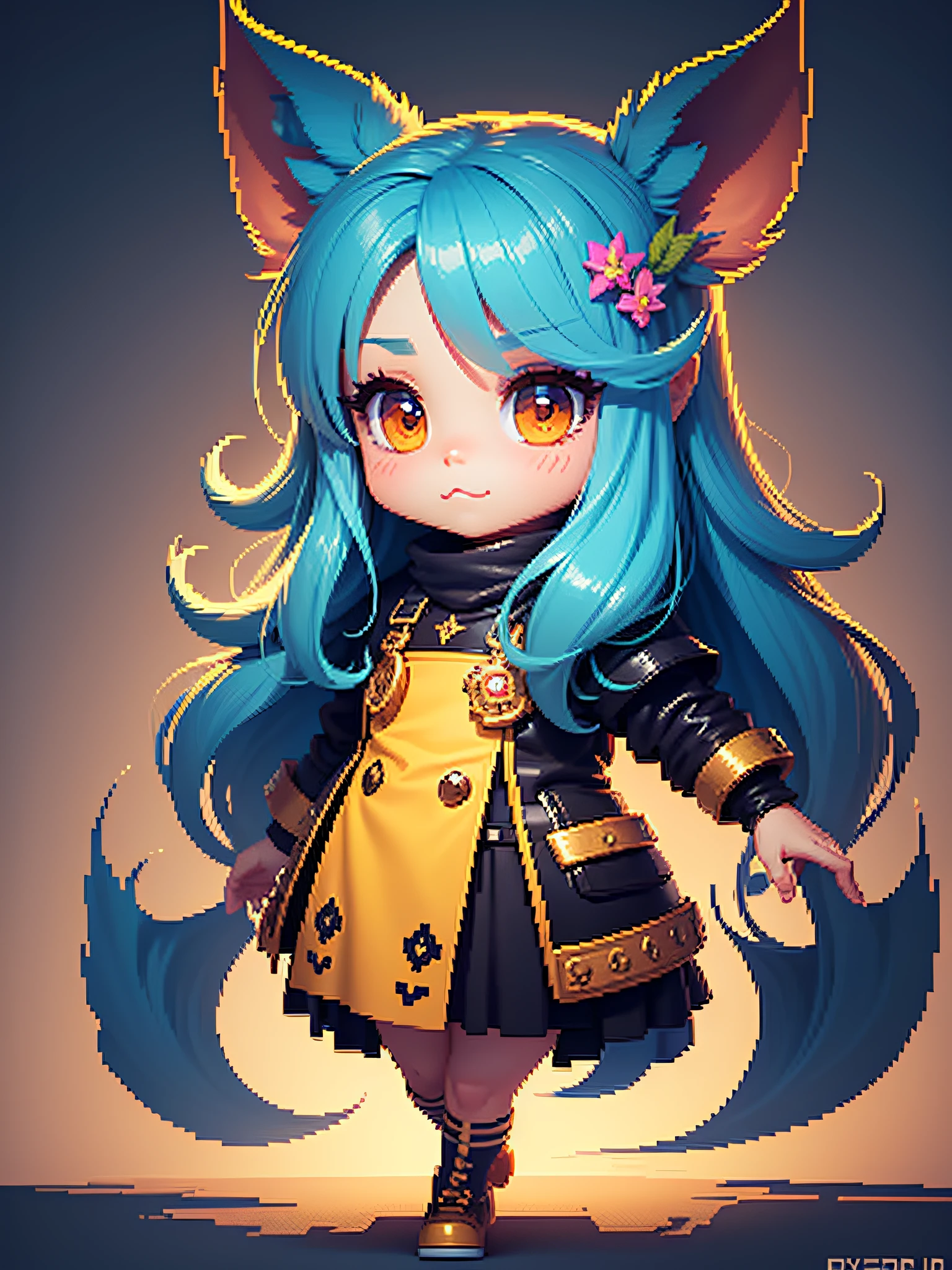 Chibi druid character pixel art, beautiful detailed pixel art, hyper detailed pixel art, conceptual pixel art, high quality pixel art, high quality pixel art, high quality pixel art, high quality pixel art, dynamic lighting, colorful, high contrast colors, Pixel art style, Pixel art:3, 4k, beautiful