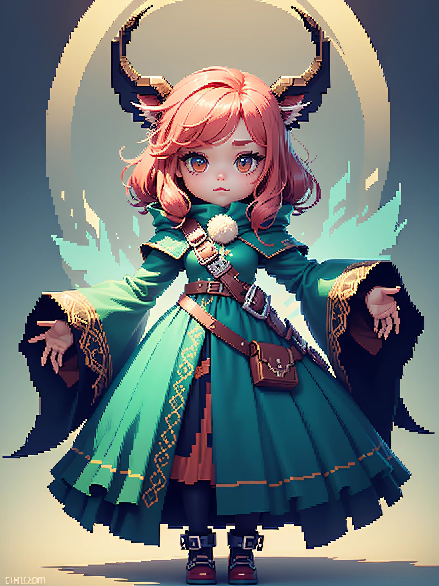 Chibi druid character pixel art, beautiful detailed pixel art, hyper detailed pixel art, conceptual pixel art, high quality pixel art, high quality pixel art, high quality pixel art, high quality pixel art, dynamic lighting, colorful, high contrast colors, Pixel art style, Pixel art:3, 4k, beautiful