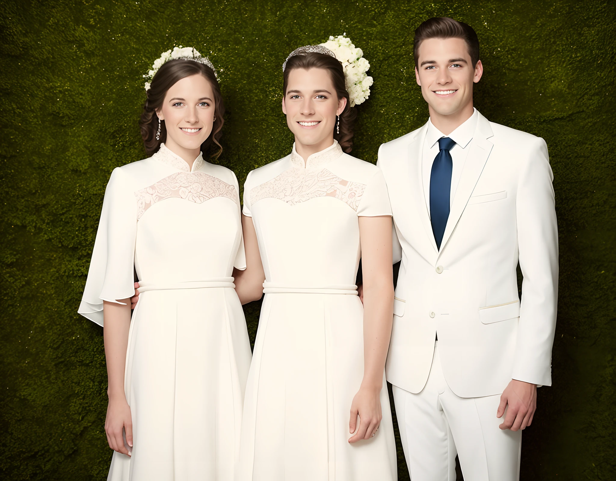 bride and groom posing for a picture in front of flowers, wedding, bride and groom, happy couple, wedding photo, celebrating, lovely couple, photo of a beautiful, wesley kimler, 2011, 2 0 1 1, version 3, wearing a white tuxedo, 2010, celebrating an illegal marriage, 2 0 1 0, 2 0 0 9